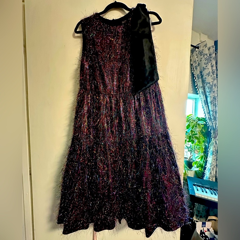 Halogen Black and Multicolor Textured Dress